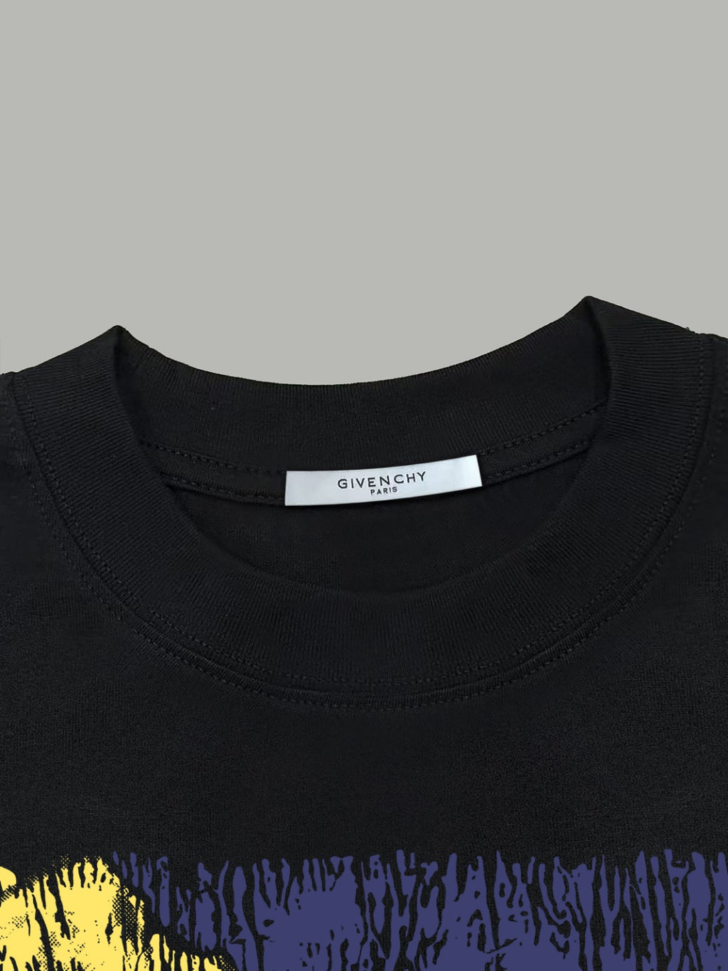 Black crewneck T-shirt collar with GIVENCHY label