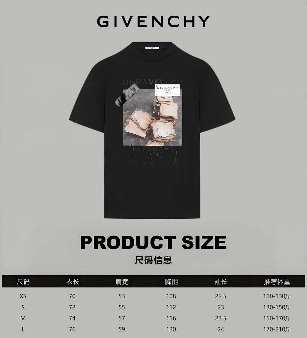 Black graphic T-shirt with square chest print, front view