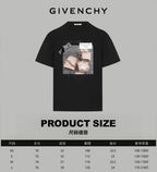 Black graphic T-shirt with square chest print, front view