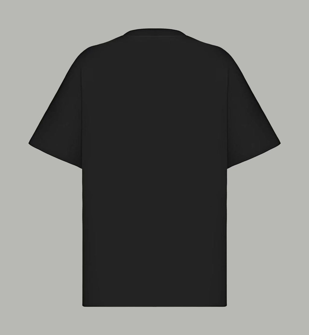 Black T-shirt with short sleeves and crew neck