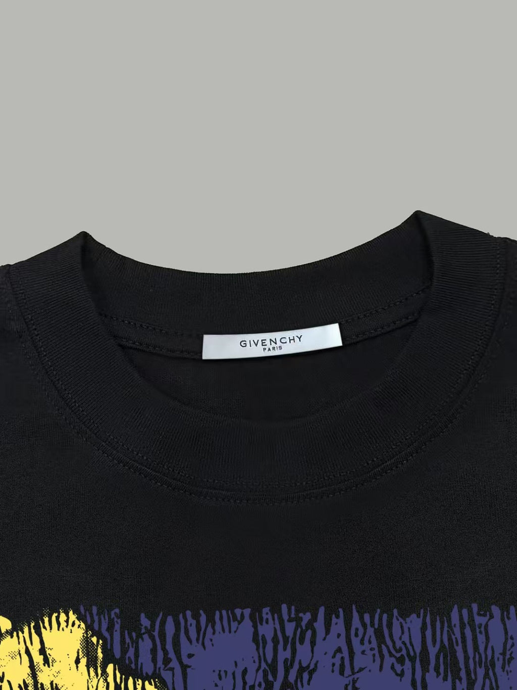Black T-shirt collar with Givenchy interior label