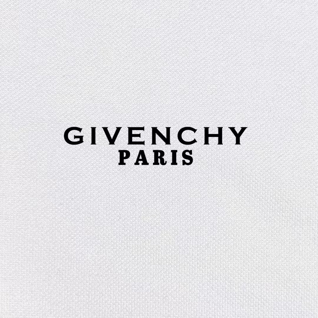 Givenchy Paris logo text on white fabric