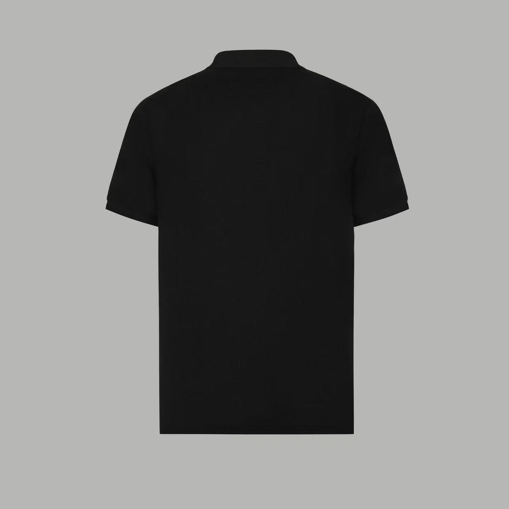 Black Versace polo shirt, plain back view
