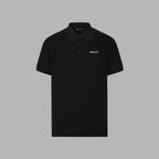 Black Versace polo shirt with button placket and chest logo