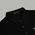 Black Versace polo shirt collar with buttons and logo