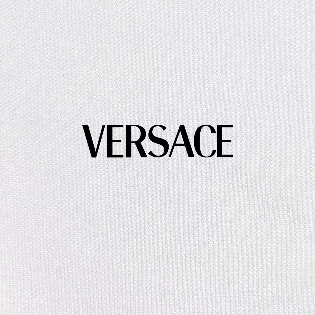 Versace logo print on white polo fabric