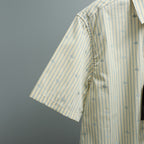Light blue striped short-sleeve shirt sleeve with GG logo pattern