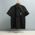 Fendi short-sleeve shirt, black, button-front with chest pocket and brand tag