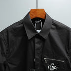 Fendi short-sleeve shirt with spread collar and front chest pocket detail