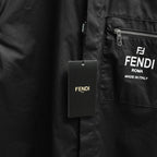 Fendi short-sleeve shirt with chest pocket zipper and hanging brand label