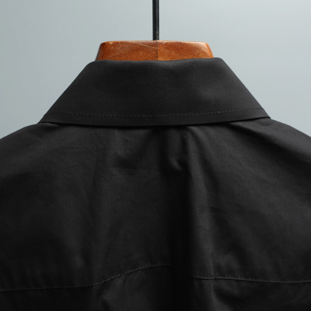 Fendi short-sleeve shirt back view with raised collar seam and yoke