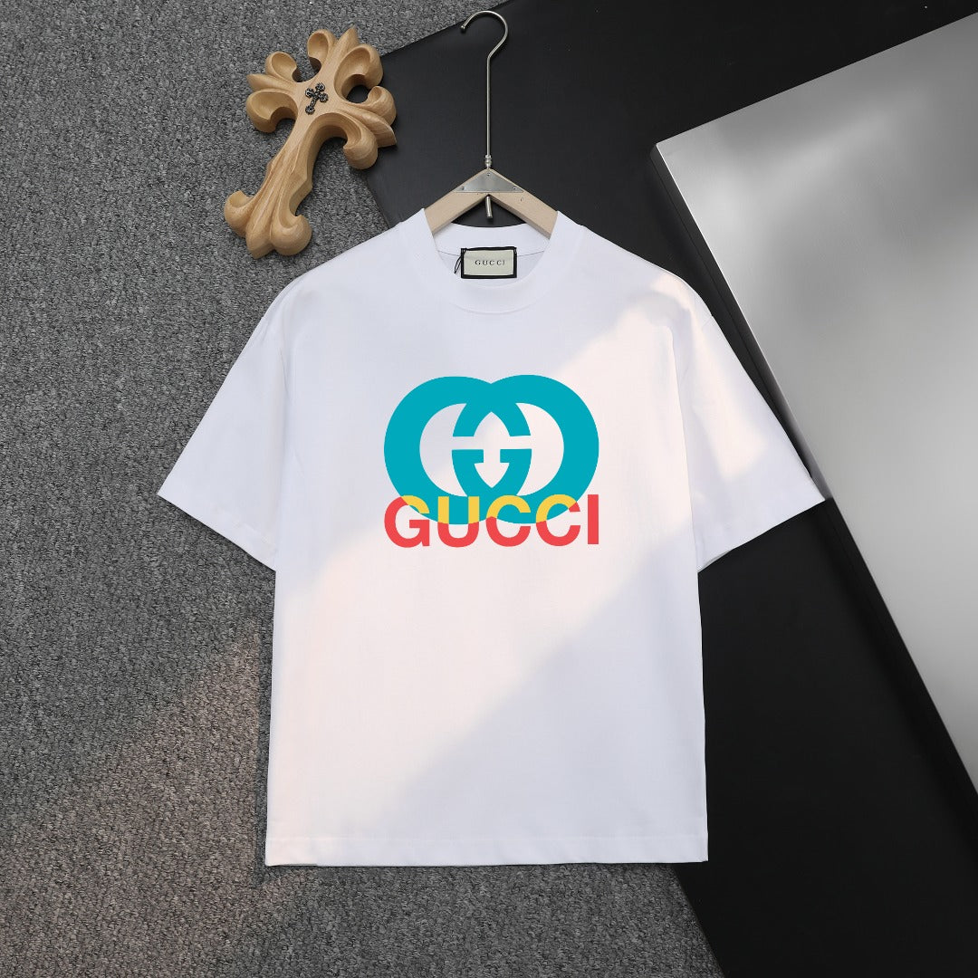 White Gucci logo T-shirt on hanger