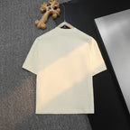 Light cream short-sleeve T-shirt back view on hanger, plain