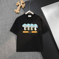 Black Gucci T-shirt with colorful graphic logo across chest