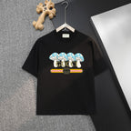 Black Gucci T-shirt with colorful graphic logo across chest