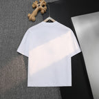 White T-shirt back view on hanger, plain design