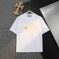 White Gucci short-sleeve T-shirt with "GUCCI I LOVE YOU" graphic front