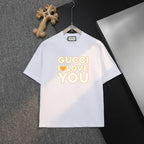 White Gucci short-sleeve T-shirt with "GUCCI I LOVE YOU" graphic front