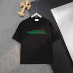 Gucci short-sleeve T-shirt, black with green logo graphic across chest