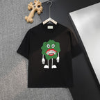 Black Gucci T-shirt with green cartoon monster graphic on chest