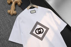 White Gucci short-sleeve T-shirt showing black diamond logo graphic
