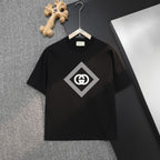Gucci short-sleeve T-shirt, black, front GG diamond logo print on a crew neck