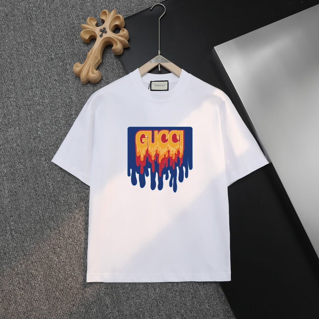 White Gucci T-shirt with colorful logo graphic on front