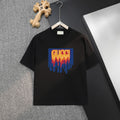 Black Gucci short-sleeve shirt with colorful dripping G logo graphic