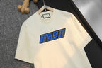 Gucci short-sleeve T-shirt in light cream with blue front logo print