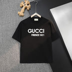 Black short-sleeve T-shirt with GUCCI FIRENZE 1921 front print
