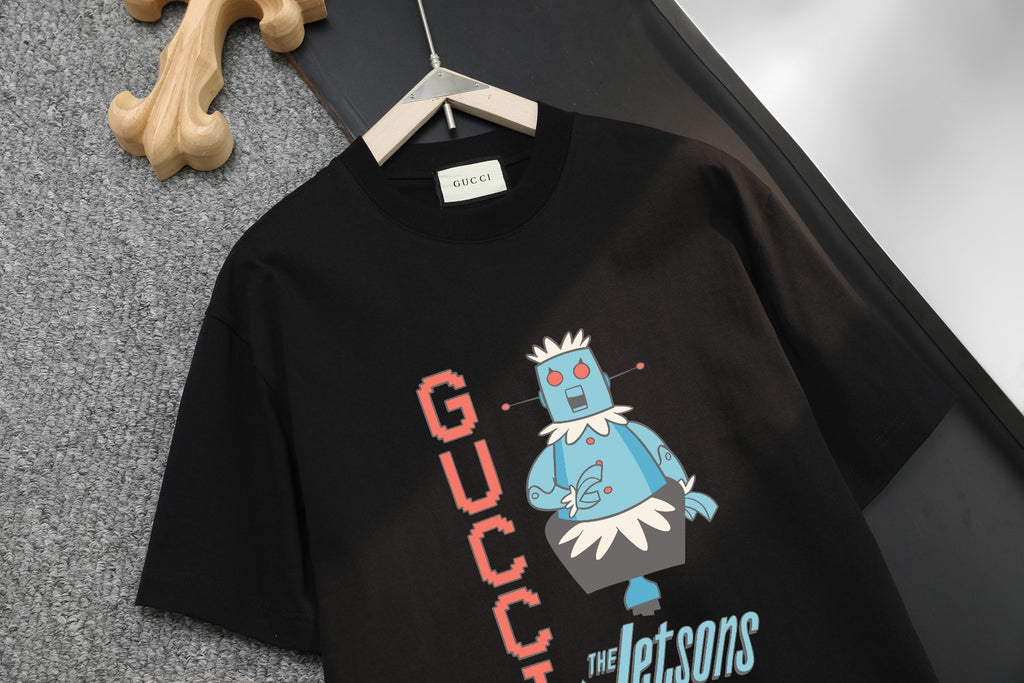 Black Gucci T-shirt with Jetsons cartoon character and 'THE Jetsons' text