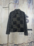 Louis Vuitton denim jacket with monogram pattern and patchwork black-and-gray front