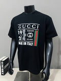 Black graphic T-shirt with Gucci logo and Firenze Milano print