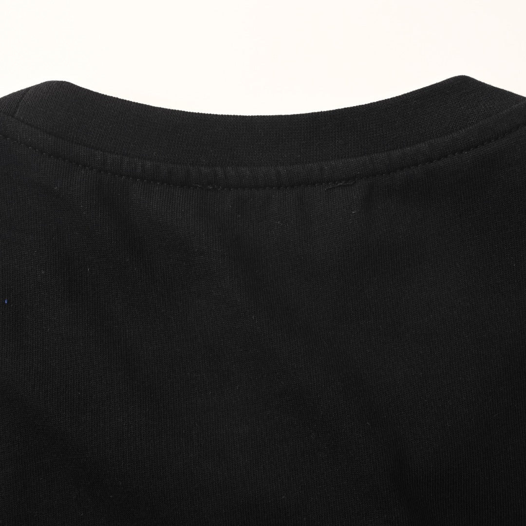 Black Versace T-shirt crew neckline with ribbed collar trim