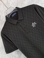 Louis Vuitton black polo shirt with collar, button placket, chest logo