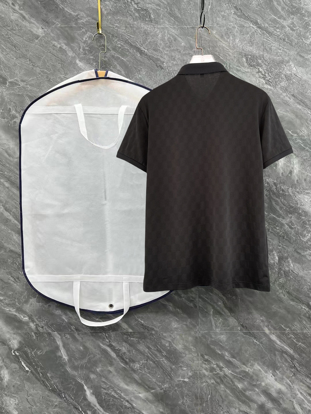 Louis Vuitton black polo shirt back, short sleeves, small logo near upper back