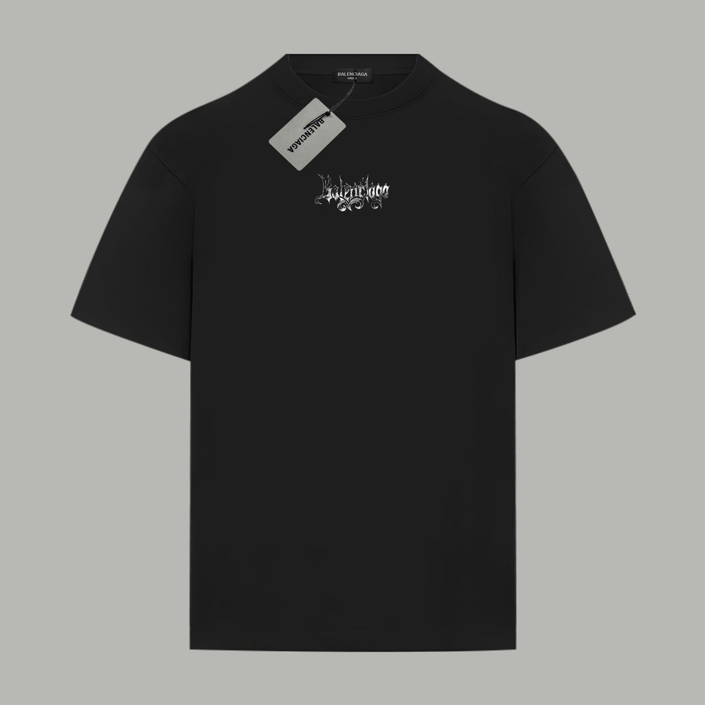Black Balenciaga T-shirt with front graphic logo and crew neckline