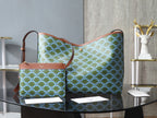 Celine patterned shoulder bag with matching strap and brown top trim