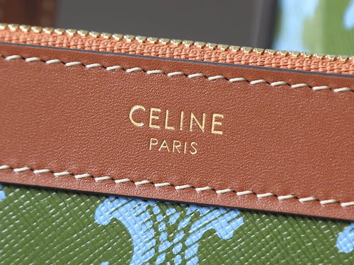 Celine Paris stamp on brown leather trim with contrast edge stitching