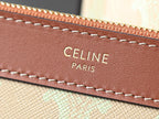 Celine Paris stamped on brown leather trim with stitched edge