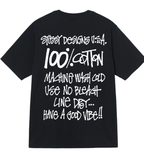 Stussy black T-shirt with large back graphic text