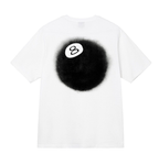 White T-shirt with circular '8' logo graphic