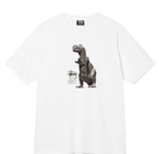 Stussy white T-shirt with dinosaur graphic print on front