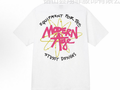 Short-sleeve white T-shirt with colorful logo graphic on chest