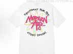 Short-sleeve white T-shirt with colorful logo graphic on chest