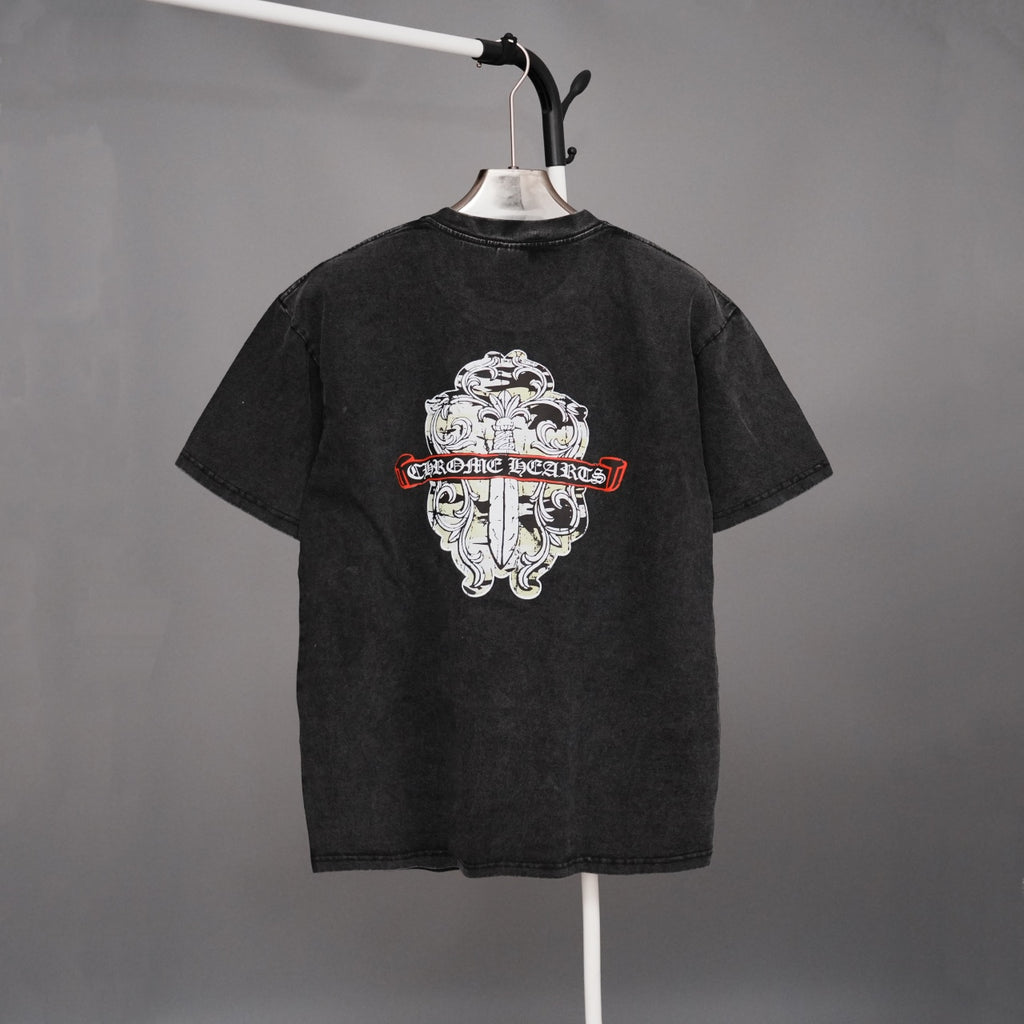 Chrome short-sleeve T-shirt, black with large back graphic centered