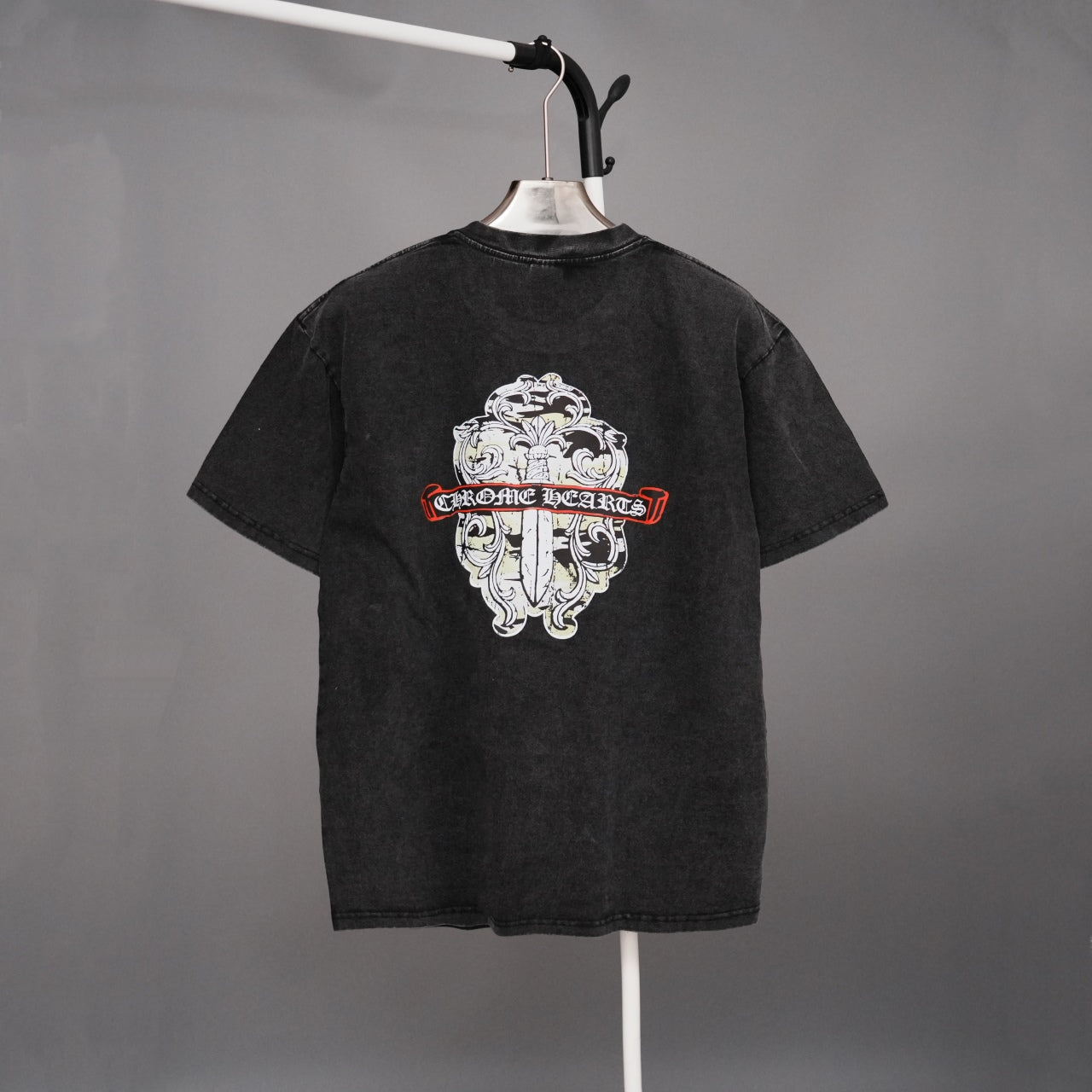 Chrome short-sleeve T-shirt, black with large back graphic centered
