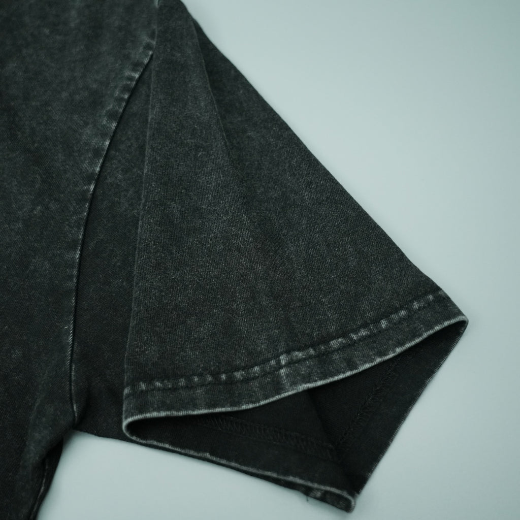 Black T-shirt short sleeve with stitched hem edge detail