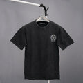 Black short-sleeve T-shirt with small chest emblem logo