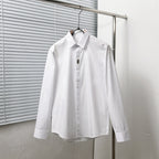 Dior long-sleeve button-front shirt, white, pointed collar, front view